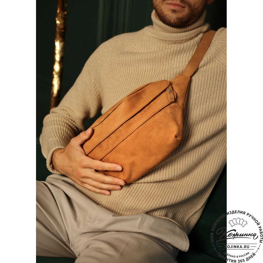 Кожаная сумка на пояс "Камиль" (коричневая наппа) 